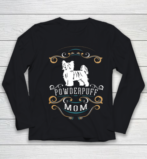 Dog Mom Shirt Powderpuff Mom Chinese Crested Dog Youth Long Sleeve