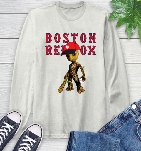 MLB Boston Red Sox Groot Guardians Of The Galaxy Baseball Long Sleeve T-Shirt 12