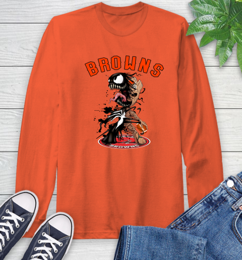 NFL Cleveland Browns Football Venom Groot Guardians Of The Galaxy Long Sleeve T-Shirt 5