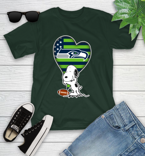 Seattle Seahawks NFL Football The Peanuts Movie Adorable Snoopy Youth T-Shirt 5