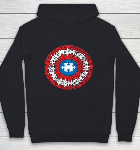 Autism Awareness Captain Autism Puzzle Shield Youth Hoodie