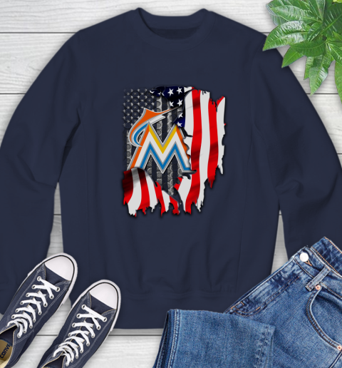 Miami Marlins MLB Baseball American Flag Sweatshirt 2