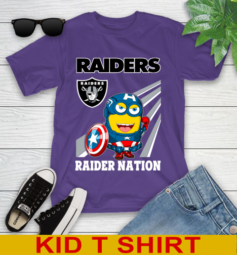 NFL Football Oakland Raiders Captain America Marvel Avengers Minion Shirt Youth T-Shirt 3