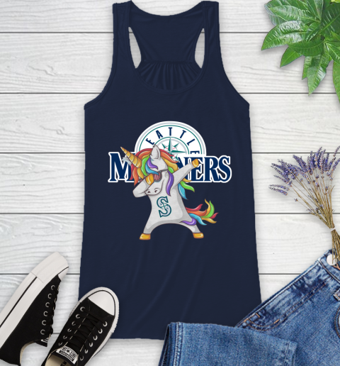 Seattle Mariners MLB Baseball Funny Unicorn Dabbing Sports Racerback Tank 12