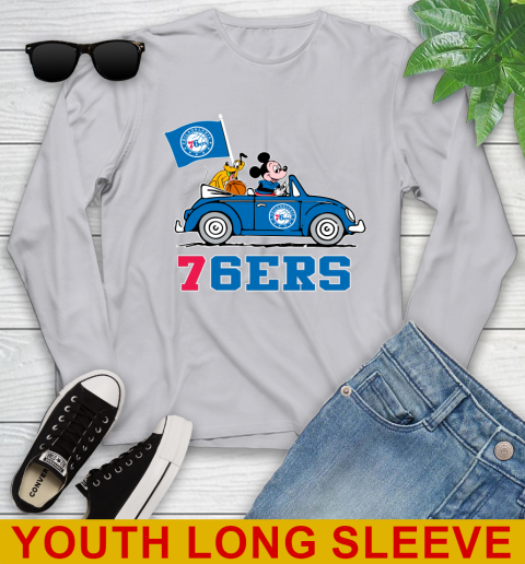 NBA Basketball Philadelphia 76ers Pluto Mickey Driving Disney Shirt Youth Long Sleeve 6
