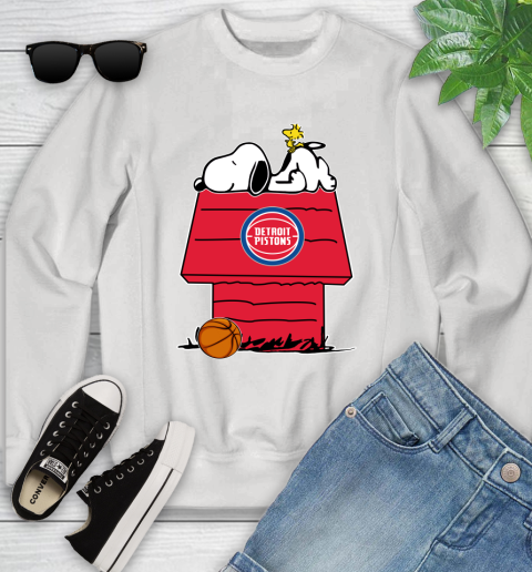 Detroit Pistons NBA Basketball Snoopy Woodstock The Peanuts Movie Youth Sweatshirt