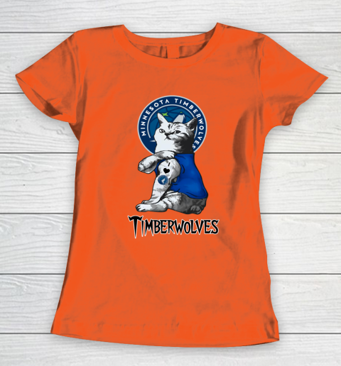 NBA Basketball My Cat Loves Minnesota Timberwolves Women's T-Shirt 3