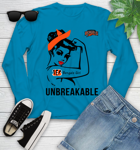 NFL Cincinnati Bengals Girl Unbreakable Football Sports Youth Long Sleeve 5