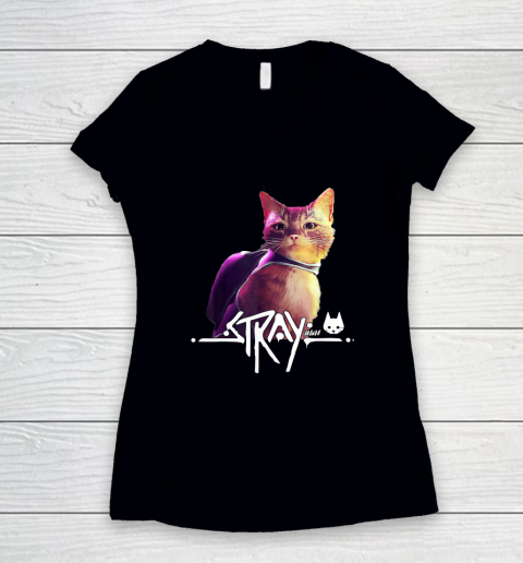 Strays CAT Game Video Gamer Lover Cats GAME Women's V-Neck T-Shirt