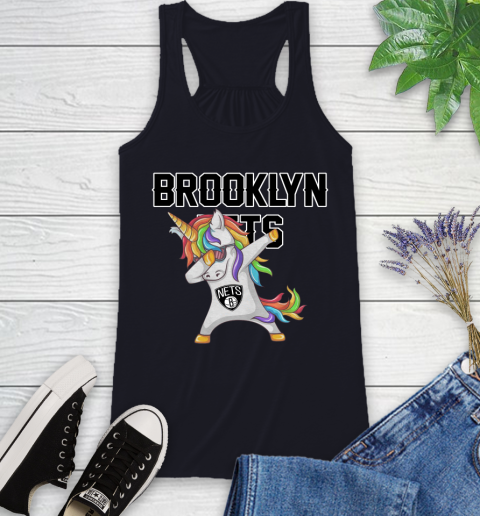 Brooklyn Nets NBA Basketball Funny Unicorn Dabbing Sports Racerback Tank 10