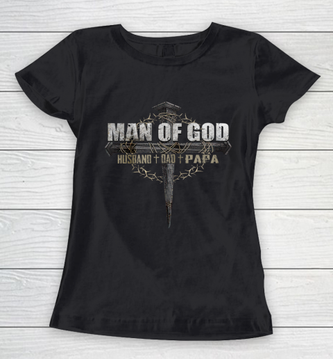 Mens Man of God Husband Dad Papa Women's T-Shirt