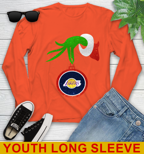 Los Angeles Lakers Grinch Merry Christmas NBA Basketball Youth Long Sleeve 4