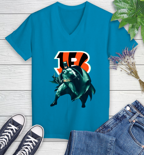 NFL Batman Football Sports Cincinnati Bengals Women's V-Neck T-Shirt 7