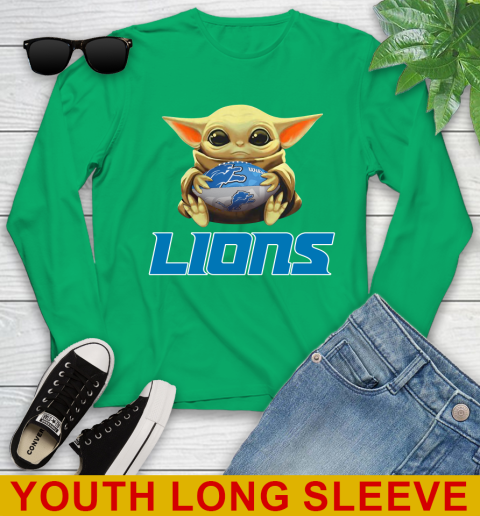 NFL Football Detroit Lions Baby Yoda Star Wars Shirt Youth Long Sleeve 7
