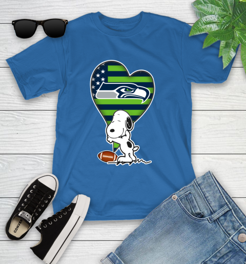 Seattle Seahawks NFL Football The Peanuts Movie Adorable Snoopy Youth T-Shirt 9