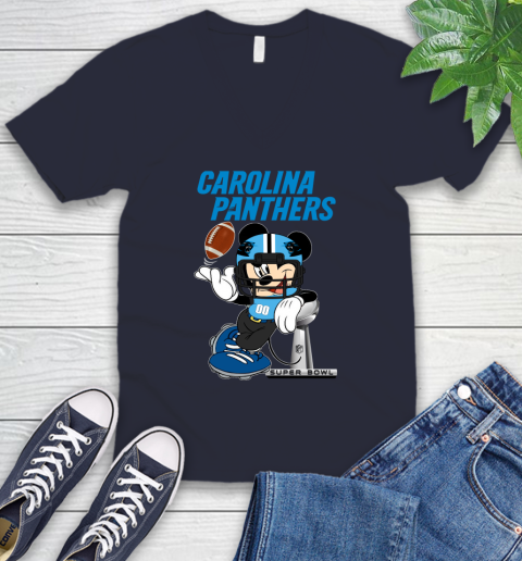 NFL Carolina Panthers Mickey Mouse Disney Super Bowl Football T Shirt V-Neck T-Shirt 3
