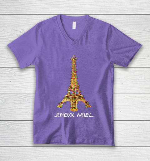 Joyeux Noel French Merry Christmas Eiffel Tower V-Neck T-Shirt 8