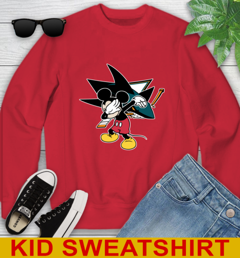 San Jose Sharks NHL Hockey Dabbing Mickey Disney Sports Youth Sweatshirt 8
