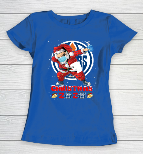 Edmonton Oilers Funny Santa Claus Dabbing Christmas 2020 NHL Women's T-Shirt 8