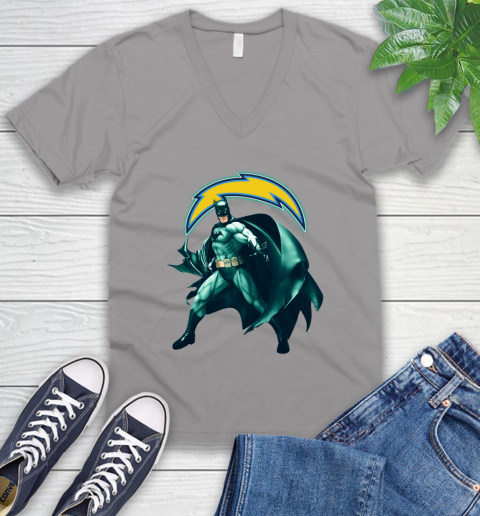 NFL Batman Football Sports Los Angeles Chargers V-Neck T-Shirt 4