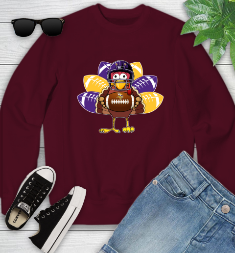 Minnesota Vikings Turkey Thanksgiving Day Youth Sweatshirt 5