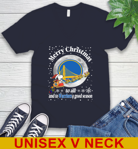 Golden State Warriors Merry Christmas To All And To Warriors A Good Season NBA Basketball Sports V-Neck T-Shirt 2