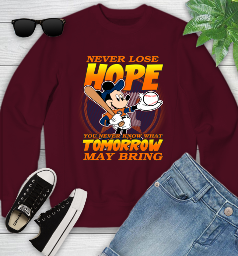 Houston Astros MLB Baseball Mickey Disney Never Lose Hope Youth Sweatshirt 4