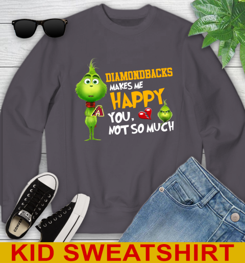 MLB Arizona Diamondbacks Makes Me Happy You Not So Much Grinch Baseball Sports Youth Sweatshirt 5