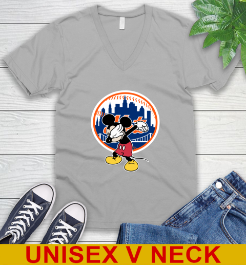 New York Mets MLB Baseball Dabbing Mickey Disney Sports V-Neck T-Shirt 4