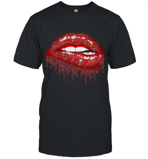 Biting Glossy Lips Sexy Tampa Bay Buccaneers NFL Football Unisex Jersey Tee