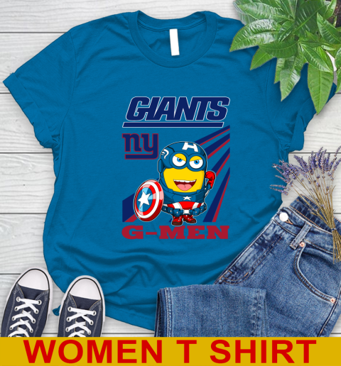 NFL Football New York Giants Captain America Marvel Avengers Minion Shirt Women's T-Shirt 8