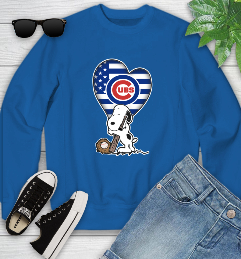 Chicago Cubs MLB Baseball The Peanuts Movie Adorable Snoopy Youth Sweatshirt 8