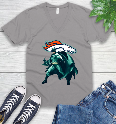 NFL Batman Football Sports Denver Broncos V-Neck T-Shirt 4