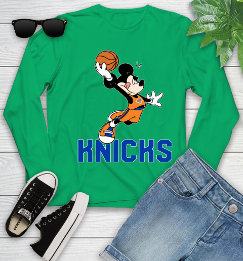 NBA Basketball New York Knicks Cheerful Mickey Mouse Shirt Youth Long Sleeve 6