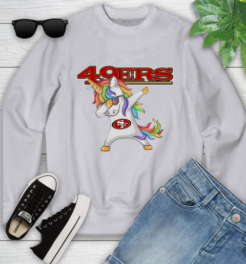 San Francisco 49ers NFL Football Funny Unicorn Dabbing Sports Youth Sweatshirt 5 San Francisco 49ers NFL Football Funny Unicorn Dabbing Sports Youth Sweatshirt - Image 5