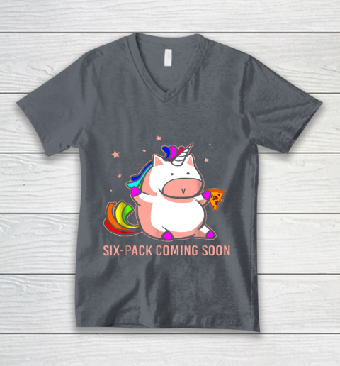 Unicorn Six Pack Funny Cute Shirt Coming Soon Fat Unicorn V-Neck T-Shirt 4