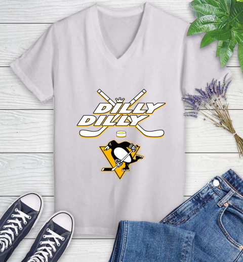 NHL Pittsburgh Penguins Dilly Dilly Hockey Sports Women's V-Neck T-Shirt