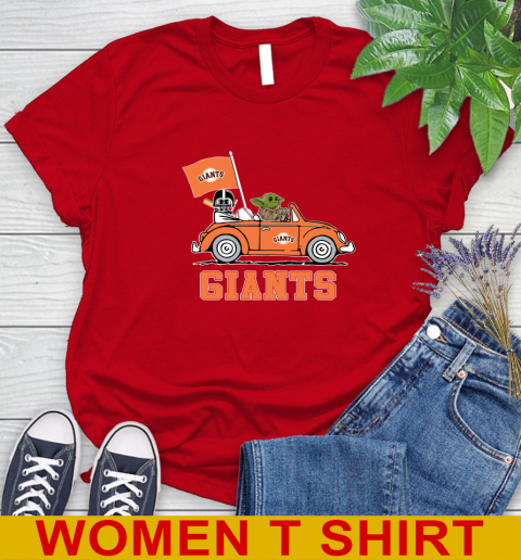 MLB Baseball San Francisco Giants Darth Vader Baby Yoda Driving Star Wars Shirt Women's T-Shirt 10