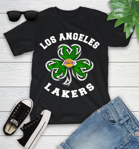 NBA Los Angeles Lakers Three Leaf Clover St Patrick's Day Basketball Sports Youth T-Shirt