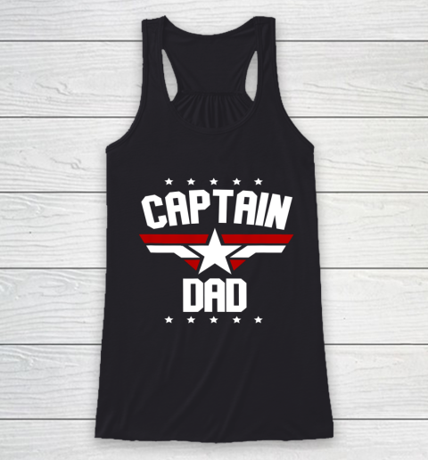 Mens Father s Day Dad s Birthday Captain Dad Racerback Tank