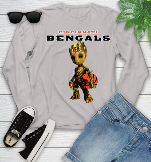 Cincinnati Bengals NFL Football Groot Marvel Guardians Of The Galaxy Youth Long Sleeve 12