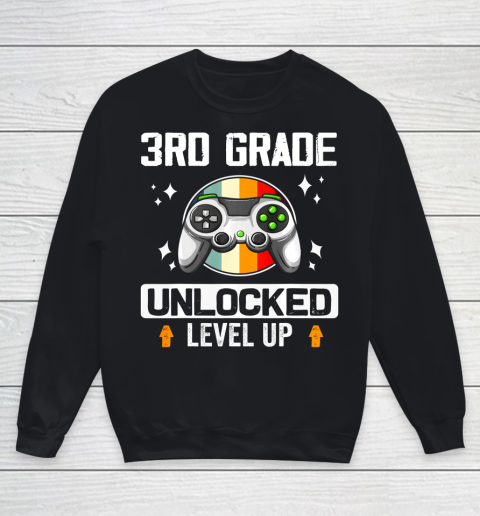Next Level t shirts 3rd Grade Unlocked Level Up Back To School Third Grade Gamer Youth Sweatshirt