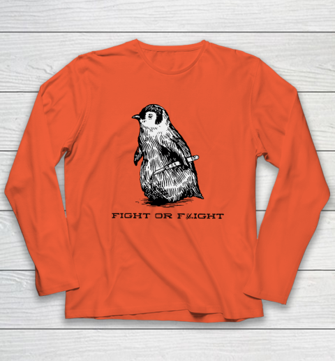 Fight Or Flight Funny Penguin Pun Long Sleeve T-Shirt - Image 4