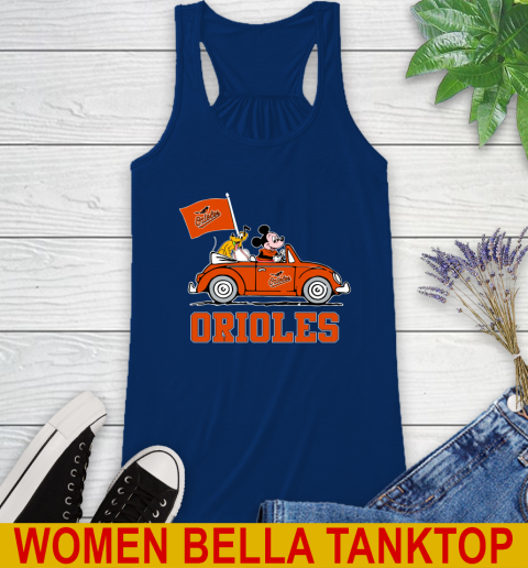 MLB Baseball Baltimore Orioles Pluto Mickey Driving Disney Shirt Racerback Tank 9