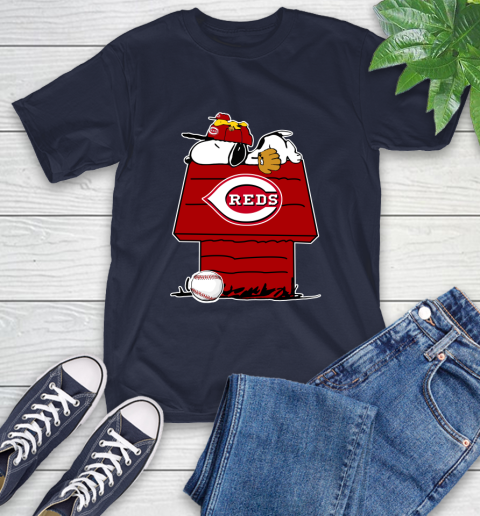 MLB Cincinnati Reds Snoopy Woodstock The Peanuts Movie Baseball T Shirt T-Shirt 4