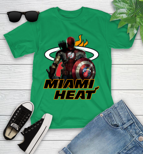 Miami Heat NBA Basketball Captain America Thor Spider Man Hawkeye Avengers Youth T-Shirt 6