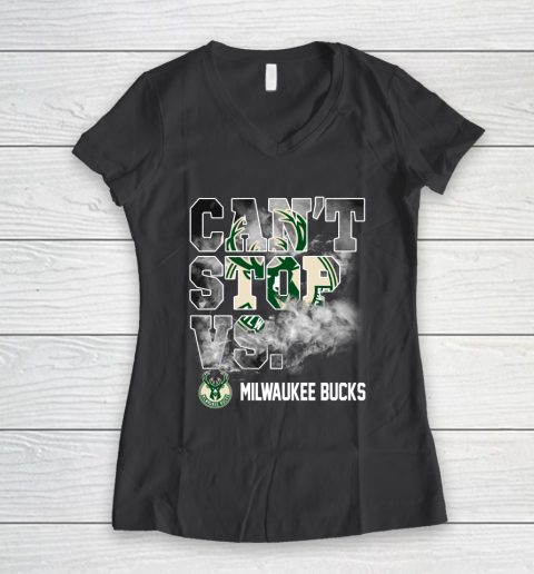 NBA Milwaukee Bucks Basketball Can't Stop Vs Women's V-Neck T-Shirt 6