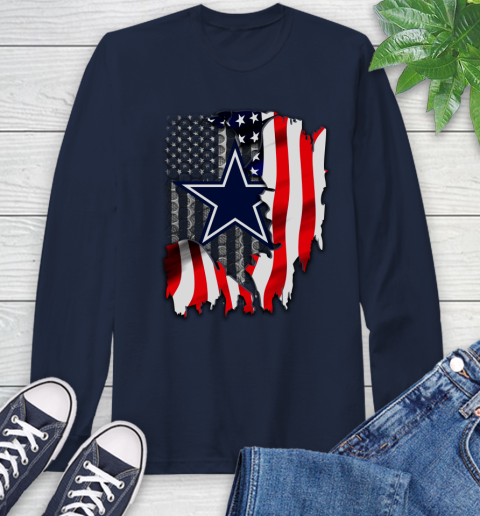 Dallas Cowboys NFL Football American Flag Long Sleeve T-Shirt 3