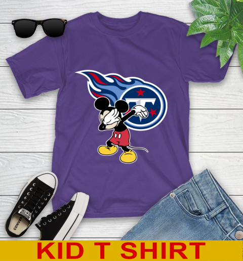 Tennessee Titans NFL Football Dabbing Mickey Disney Sports Youth T-Shirt 4