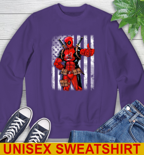 MLB Baseball Cleveland Indians Deadpool American Flag Shirt Sweatshirt 4